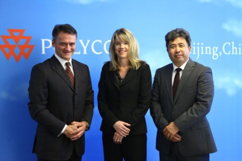 Polycom��̫�^(q��)�����ձȺ����������ޅ^(q��)����Hansjoerg Wagner (��һ)��Polycomȫ���N�ۈ�(zh��)�и�����Tracey Newell(����)��Polycom�Ї��^(q��)����(j��ng)�����(��һ)